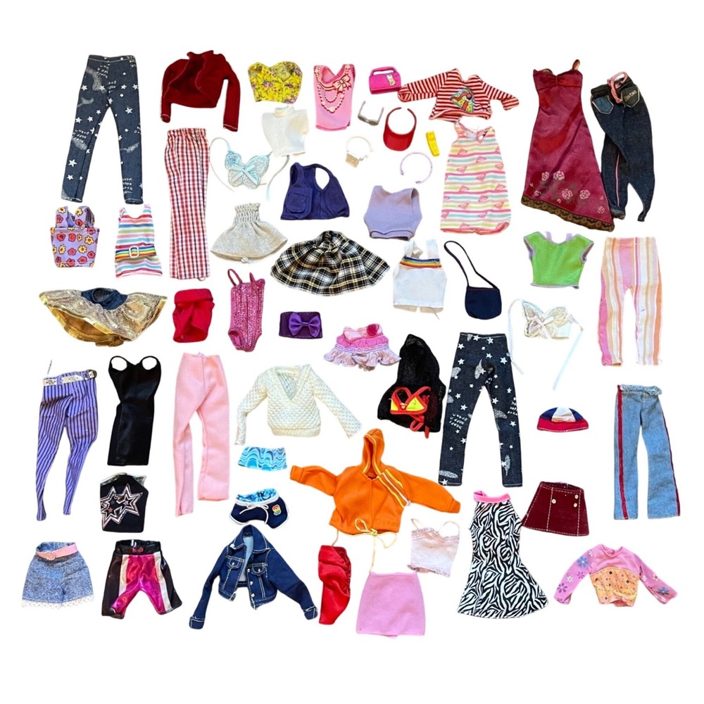 Y2K vtg Barbie clothes lot 2000s Accessories purse skirt shorts tops dress pants